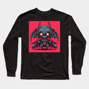 Chibi BatRobo Black Armor in red backgrounds Long Sleeve T-Shirt